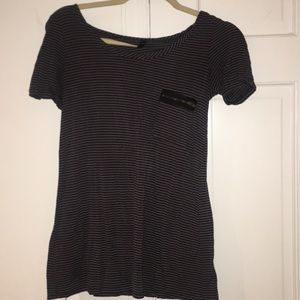Striped urban outfitters shirt with zipper derail